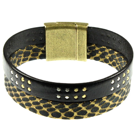 Black Studded Cuff, 2 strand