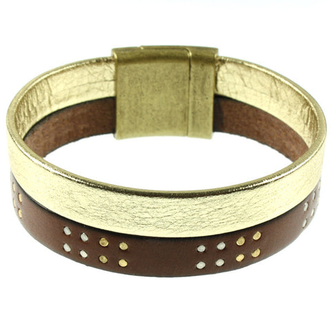 Gold & Studded Cuff, 2 Strand